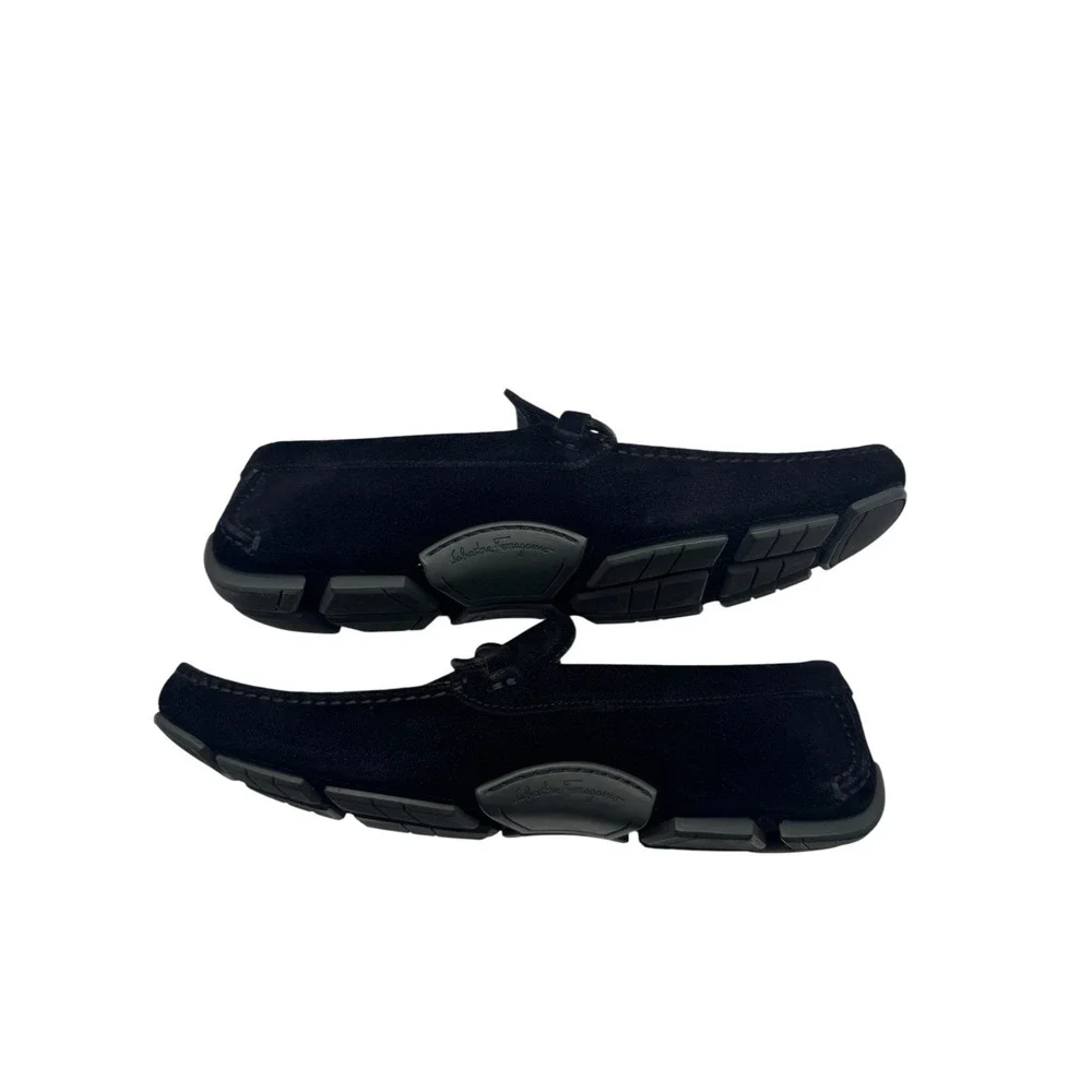 Salvatore‎ Ferragamo Black Suede Gancini Bit Loafers Men 7.5 D Italy Dress Shoes - Picture 5 of 9